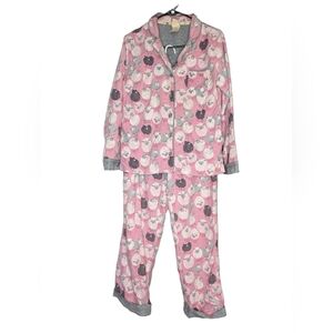 Munki Munki Women's Pajama Set Flannel Pink Sheep Pants & Top Size Medium